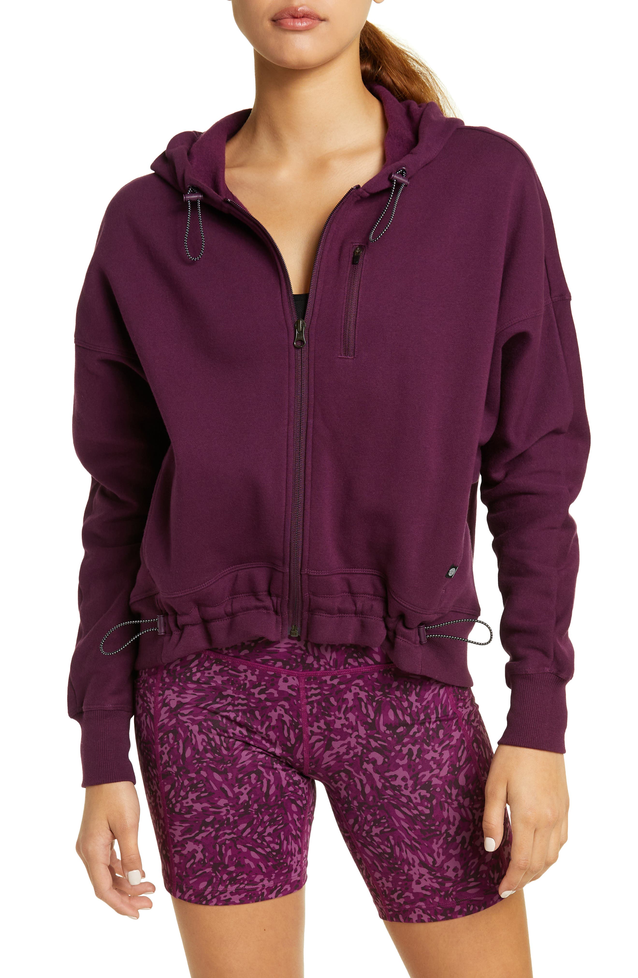 SUNDRY Womens Cross Over Back Hoodie Pullover Sweater Purple
